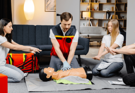 Participants receiving first aid training at NSTA Auburn near Parramatta