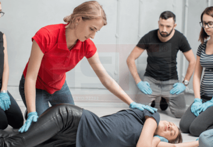 Participants practicing CPR during First Aid Training at NSTA Auburn in Parramatta.