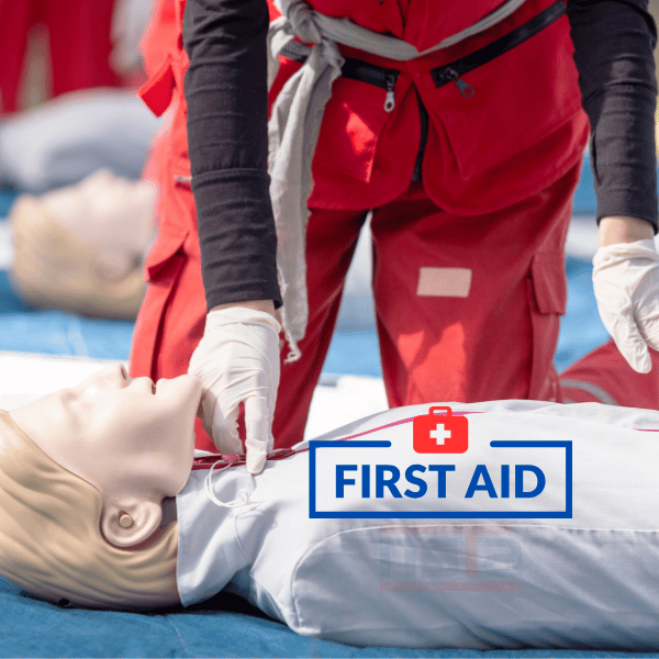 Trainer demonstrating CPR techniques during a first aid course in Parramatta, NSW